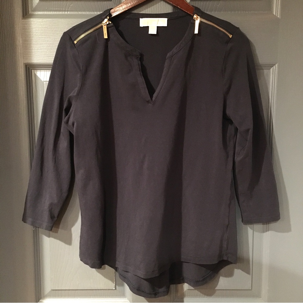 Michael Kors Navy Blue Three Quarter Length Sleeve Blouse *HAS FLAWS*
